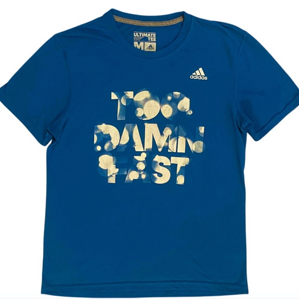 Men’s ADIDAS ULTIMATE TEE “TOO DAMN FAST” Track Shirt size Medium T-Shirt rare